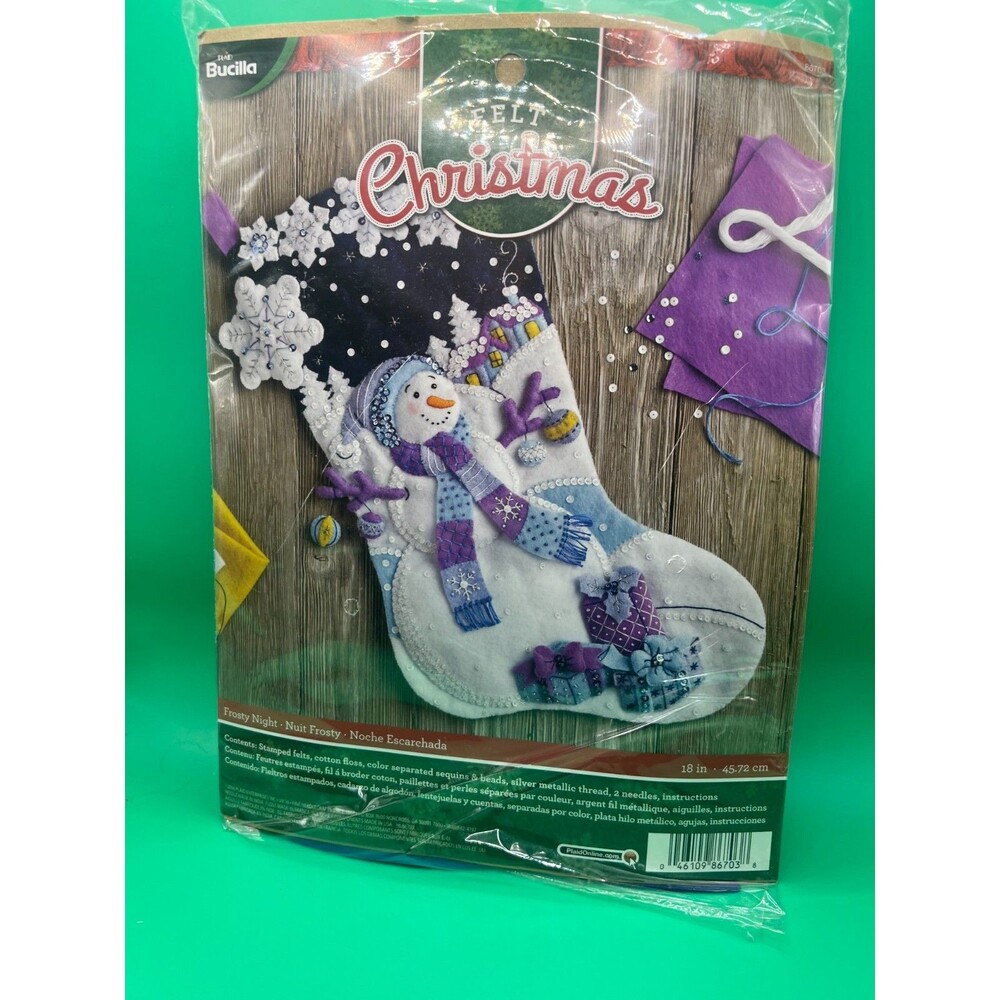Bucilla FROSTY NIGHT Stocking Kit-86703/2016-tri lingual instructions